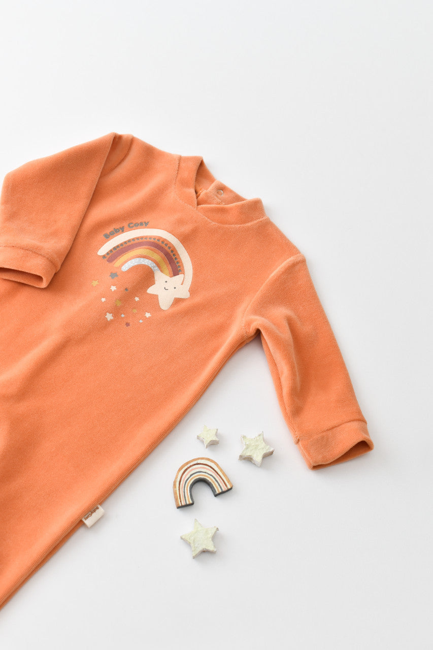 Salopeta Curcubeu cu maneca lunga si botosei din 80%bumbac organic si 20% poliester - , BabyCosy